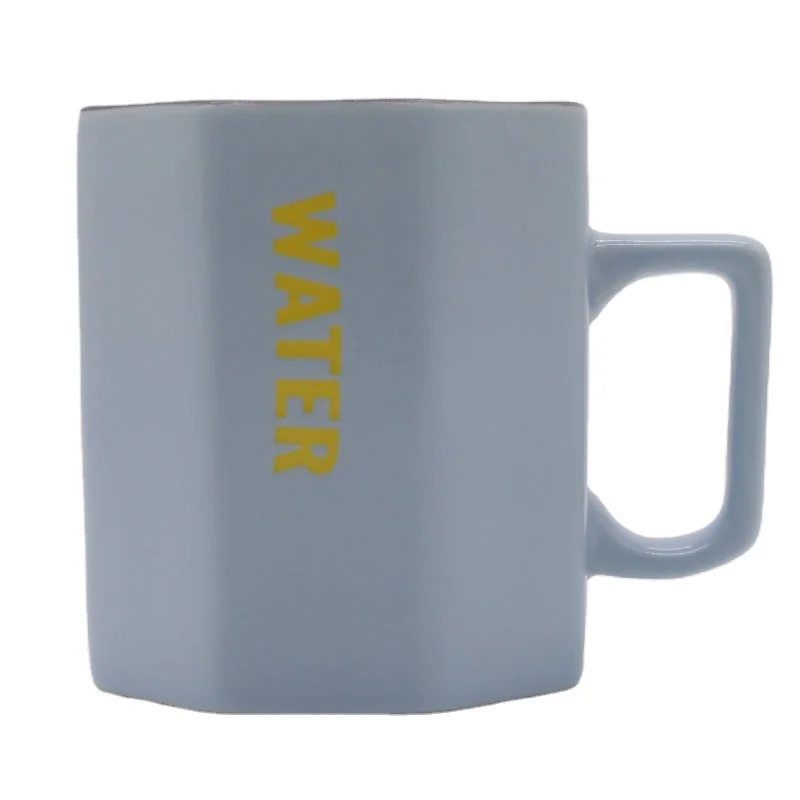 2020 Simple Ceramic Cup Nordic Style Diamond Mug Creative Octagonal Coffee Cup With Lid Spoon Gift Cup Wholesale