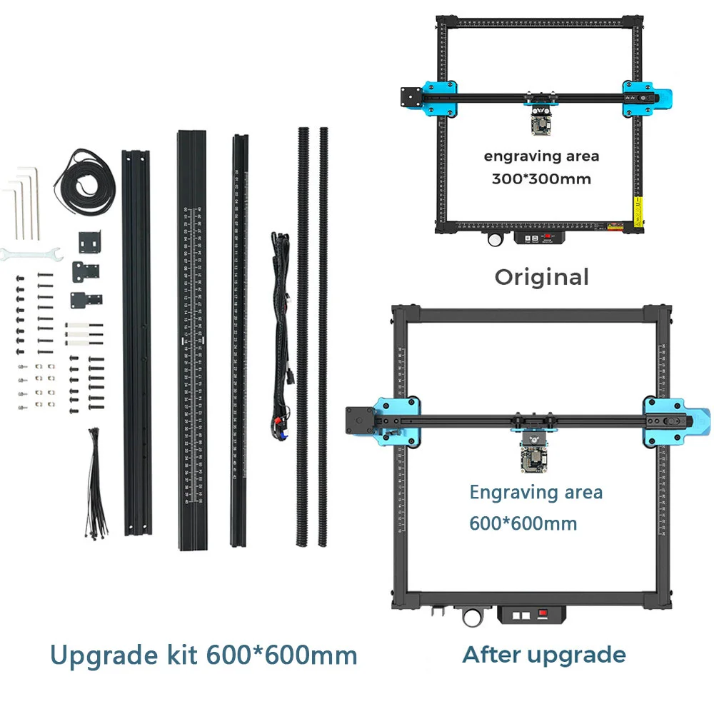 TWOTREES TTS 5.5W+10w dual laser engraver with slide extension rotary extension attachment and smoke purifier on mugs bottles
