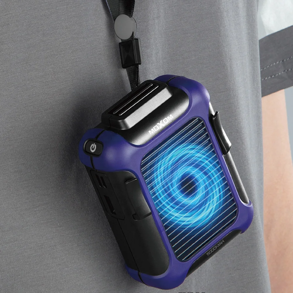 Newest 2 in 1 function running riding fan Rechargeable Mini Portable Fan 5000mah Emergency PowerBank by MOXOM