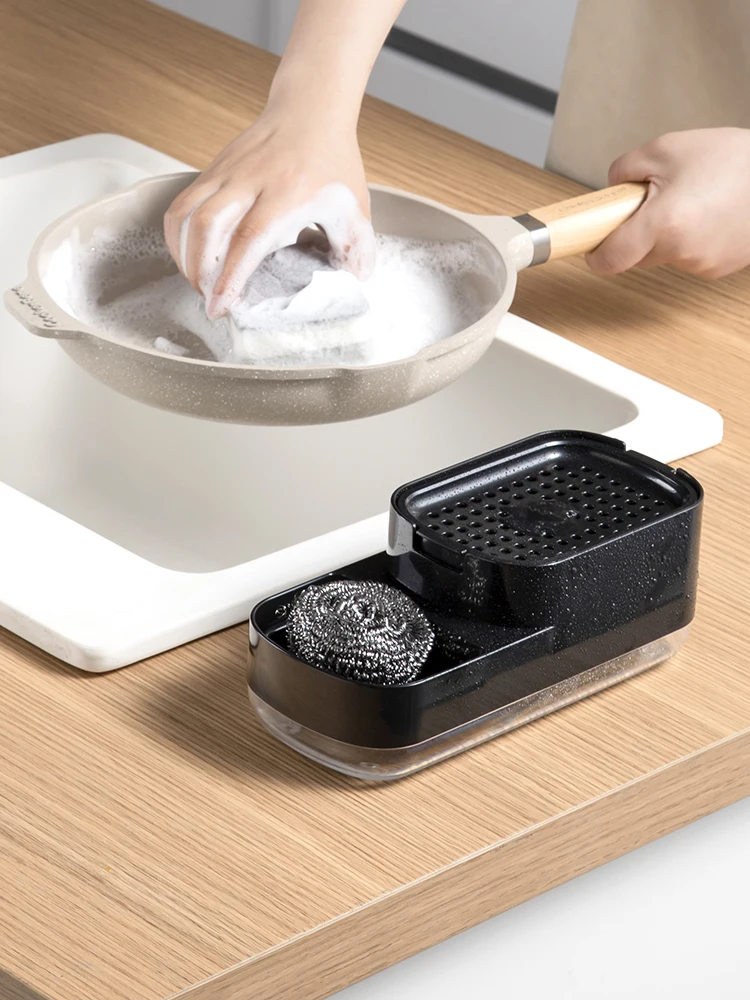 Amaozn Hot selling 2-in-1 Sponge Rack Soap Dispenser Sponge Soap Pump Dispenser, Dish Soap Dispenser for Kitchen with sponge