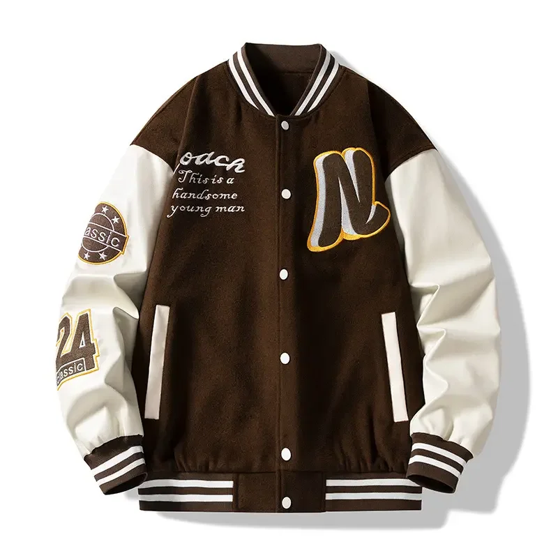 Oem Factory Price Custom Logo Embroidery Jackets For Men 2023  Long Sleeve Casual Unisex Varsity Jacket For Men