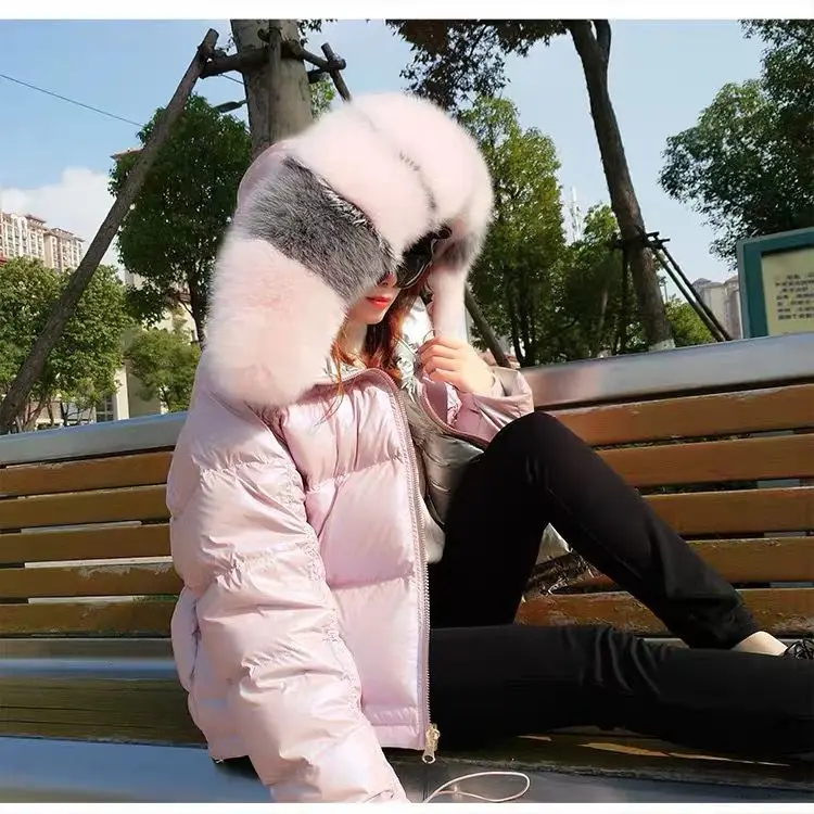 
Winter new Korean fashion tide two sides wearing glossy super fox fur down jacket female short coat 