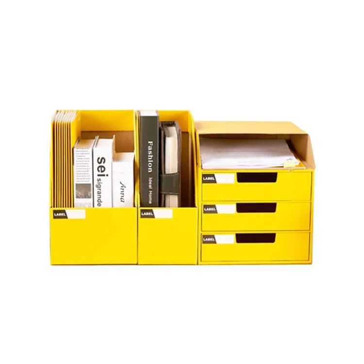 2020 New Wholesale custom Recyclable Paper File sliding gift box Beautiful home student office storage boxes bins