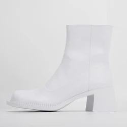 Ladies comfortable chunky heel booties round toe midi boots fashion styles for women