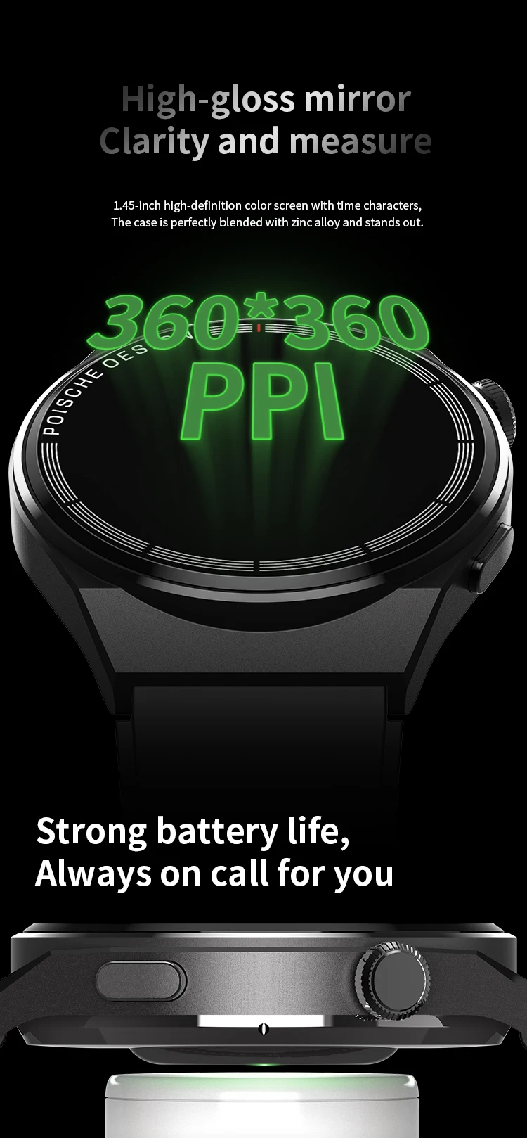 Valdus NFC Access Card Stainless Steel Metal Silicone Leather Strap Voice Assistant Remote Control GT3 Max Smart Watch