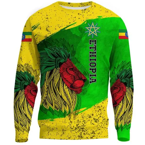 Quarter Style Lion Crown Ethiopia Sweatshirt Custom Name Logo Reggae Lion Roar Sweatshirt Dropshipping
