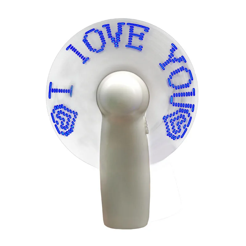 mini portable handy led custom message battery fan