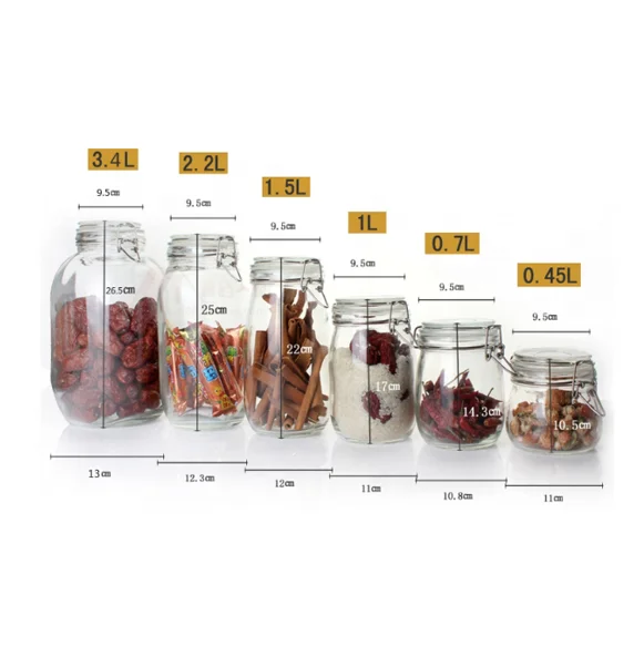 China wholesale glass food container glass food storage jars set glass jar with lid