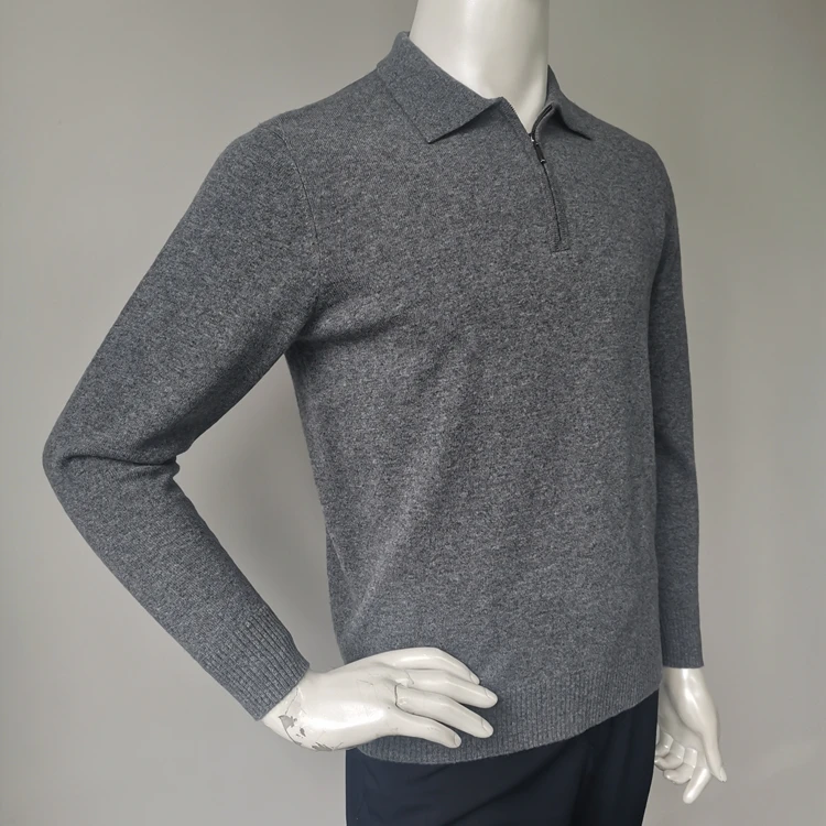 Custom Knitted Sweater Men Fashion Luxury cashmere Sweater Men Pullover Zipper Up Polo Sweater