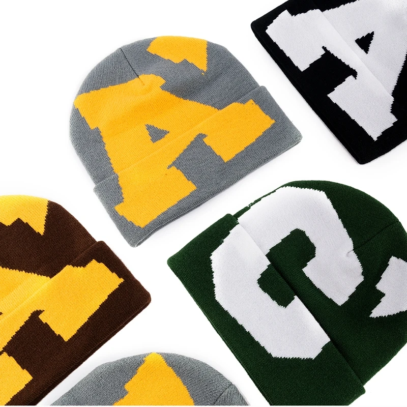 Wholesale Customize Logo Knitted Winter Hats Graphic Unisex Printing Jacquard Beanie Hats Custom
