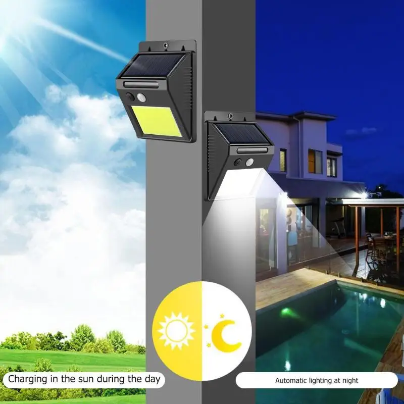 48 LED COB Solar Wall Light PIR Motion Sensor Outdoor Solar Lamp Motion Sensor Path Yard IP65 Waterproof Solar Security Light