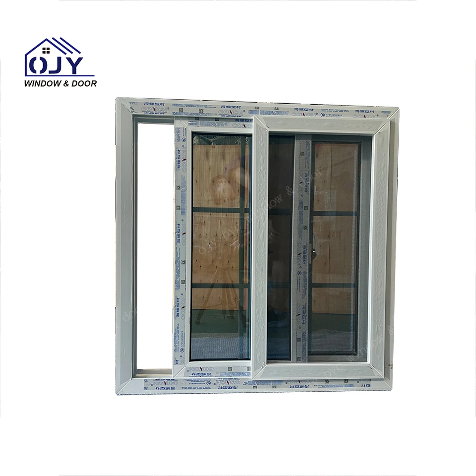 Ударопрочное звукоизолируемое виниловое двойное тройное стеклянное раздвижное окно из ПВХ с ураганом