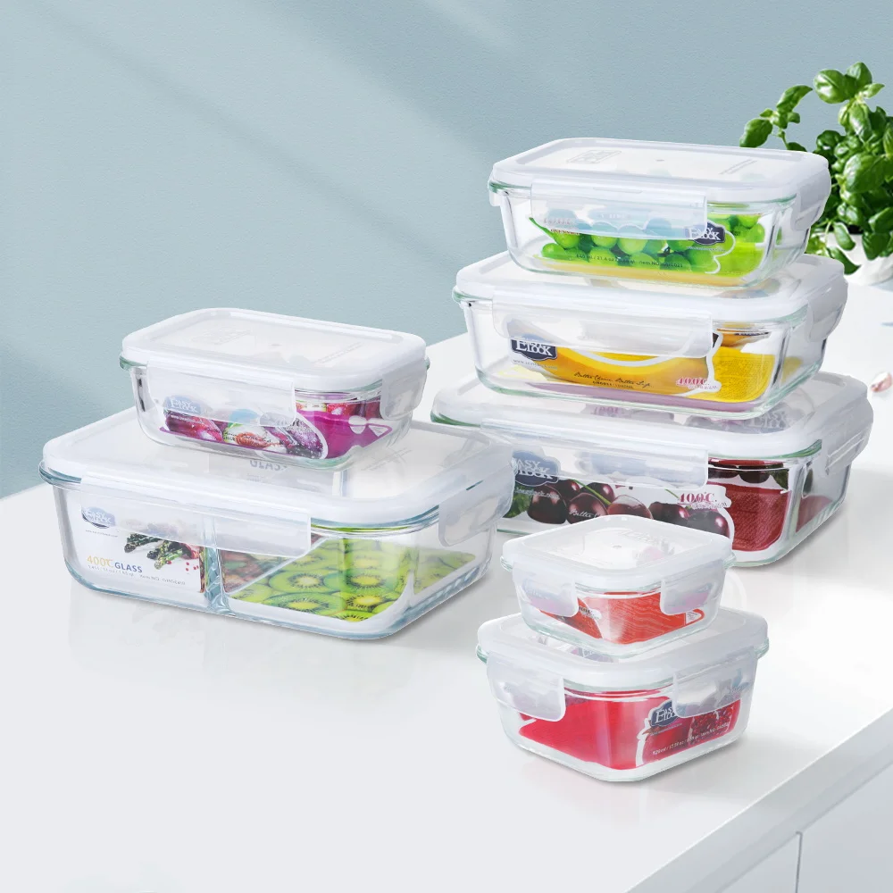 high quality wholesale vacuum sealer kitchen crisper glass fresh food storage bento lunch box with lid