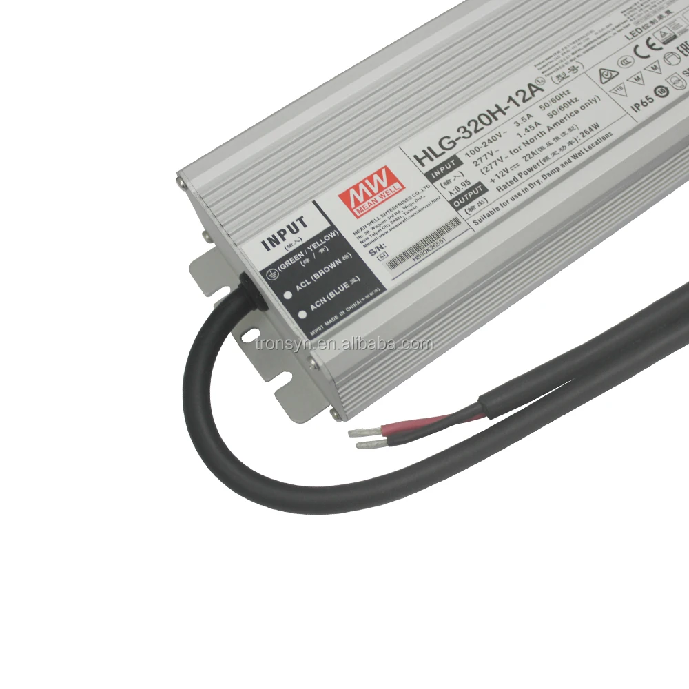 Meanwell Authorized HLG-320H-12A 320W 12V PWM Dimmable IP67 Waterproof Constant Current LED Driver