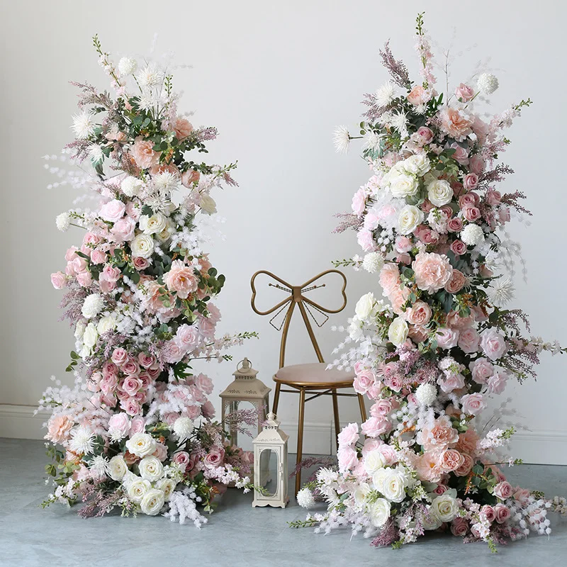 Welcome Guest Arch Flower Decor Roses Lilies Pink Artificial Flower Party Wedding Arch Decoration
