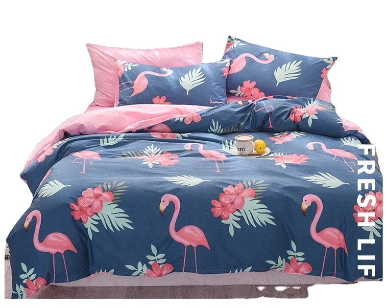 Hot sale home textile cheap price soft comfortable 100% polyester luxury comforter bed sheet printed bedding set for home hotel