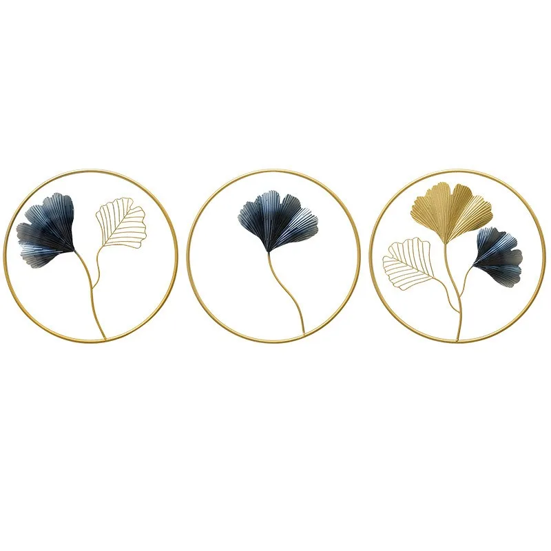 Modern Metal Ginkgo Leaf Wall Hanging Wall Porch Living Room Background Wall Decoration Light Luxury Decoration Pendant