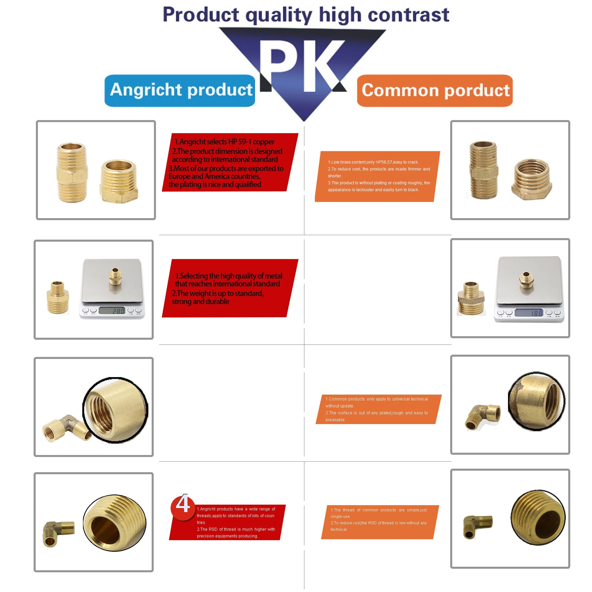 Brass quick fittings high quality brass nylon pipe connectors 1/8 3/8 1/4