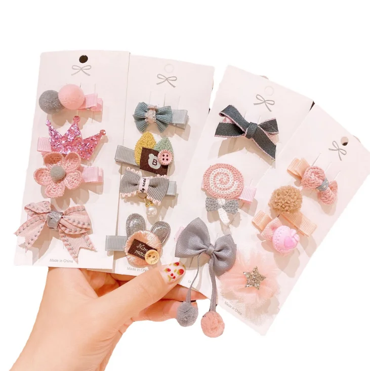 Baby Bangs Clip Girls Hairpin Headdress Pink Set Kids Hair Accessories