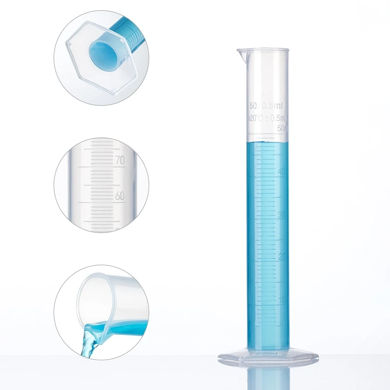 Clear Graduated 10ml 25ml 50ml 100ml 250ml 500ml 1000ml 2000ml Plastic Measuring Cylinder With Hexagonal Base