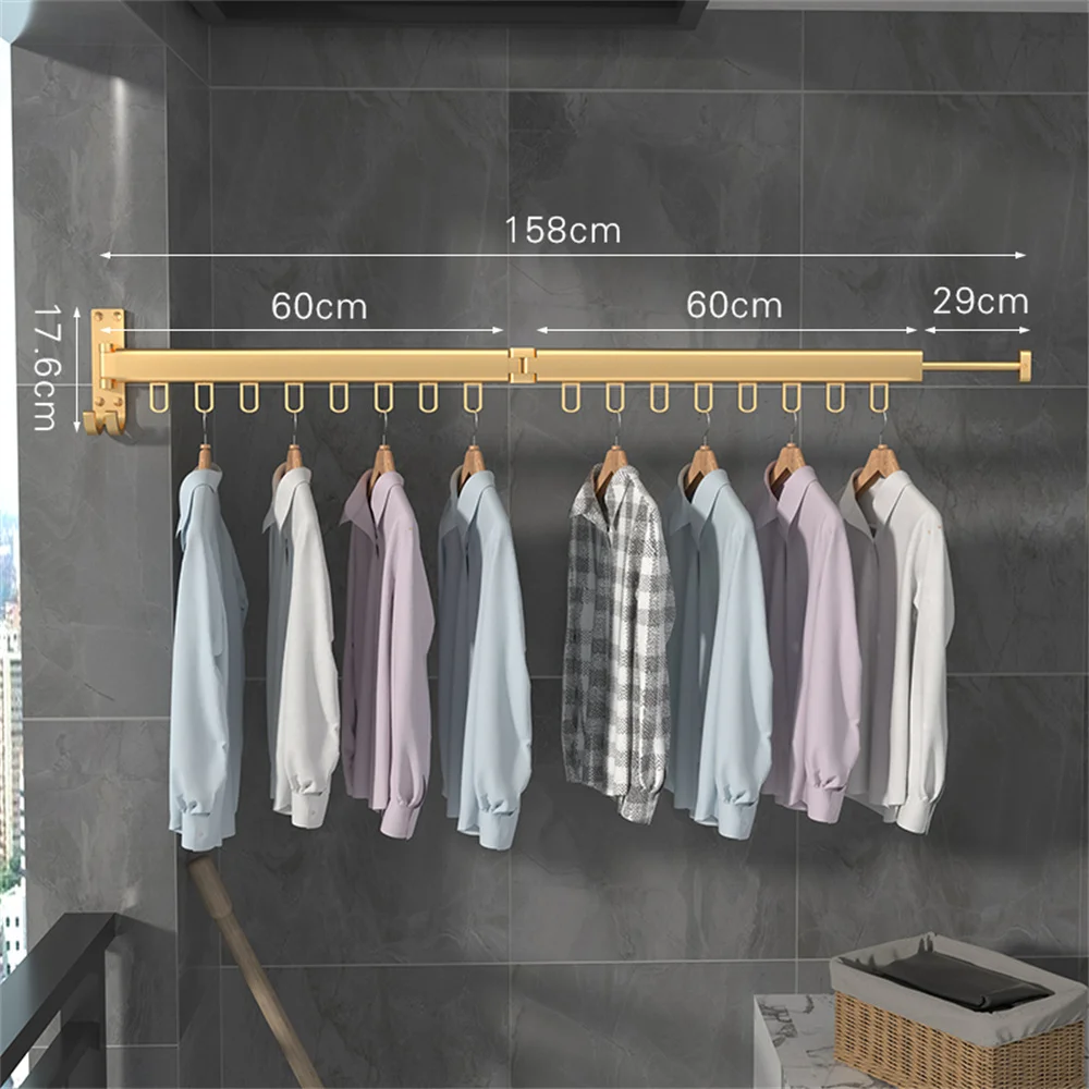 Золотая вешалка для одежды, Классическая складная вешалка для одежды, выдвижная вешалка из алюминиевого сплава, может быть тройного сложения