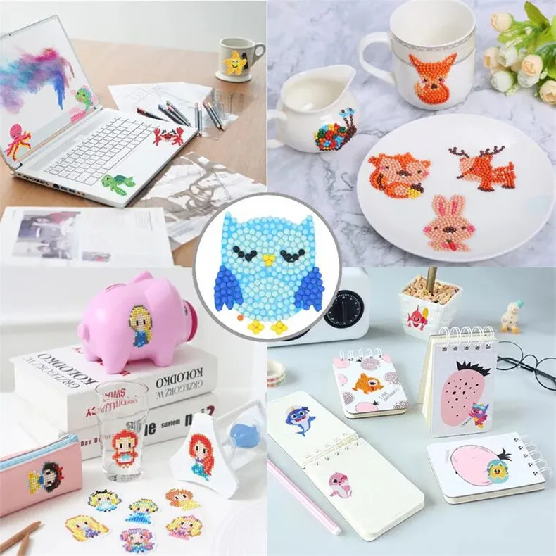 
10pcs cartoon diamond painting kids DIY diamond stickers toy birthday gifts cup book decoration picture 