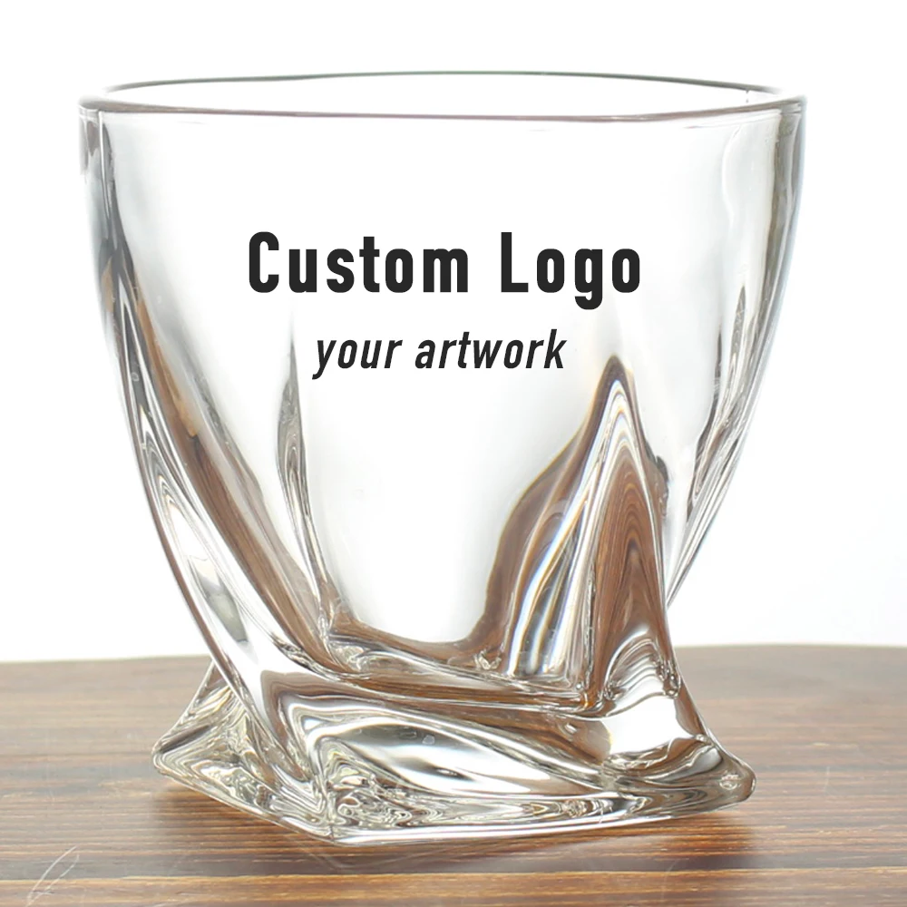 Custom Logo Whiskey Rock Glass blank sublimation Twisted Whiskey Glasses for bar