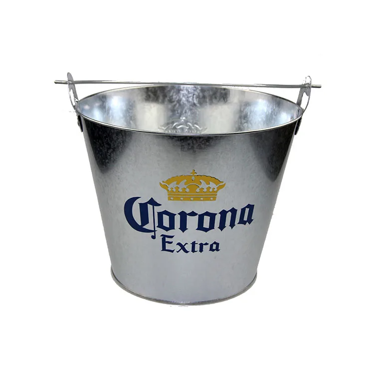 Corona Beer Wine Sliver Customized logo Metal Ice Bucket with Handle for Magic Hat Redhook Deschutes