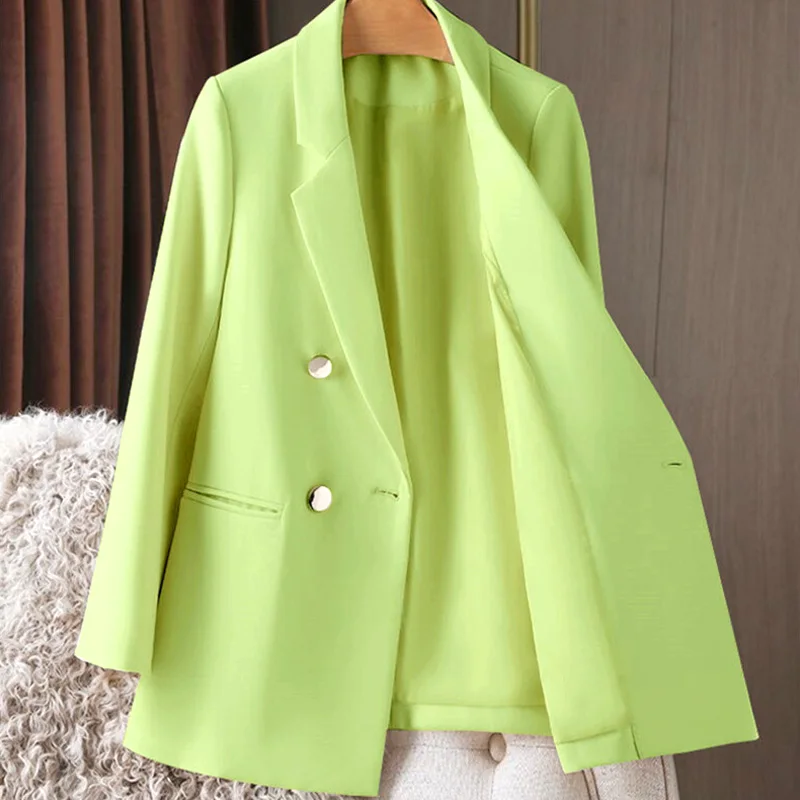 New Women Fashion Jacket Top Lapel Collar Luxury Button Blazer Top Plus Size Female Elegant Suit Coat