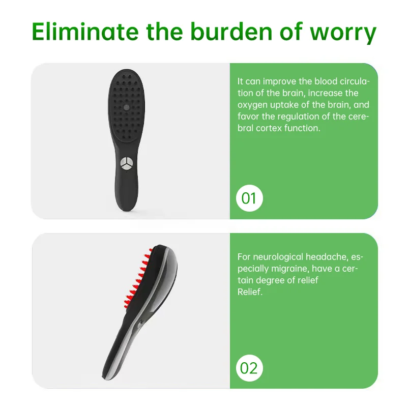 DQ-W9 In Stock Electric Hair Growth Comb Led Red Light Anti Hair Loss Vibration Scalp Massage Comb With Oil Compartment