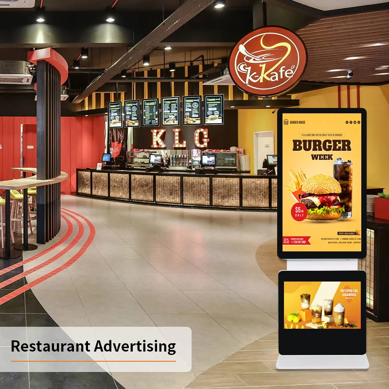 interact rotate screen digit signag player floor stand kiosk digital signage and displays