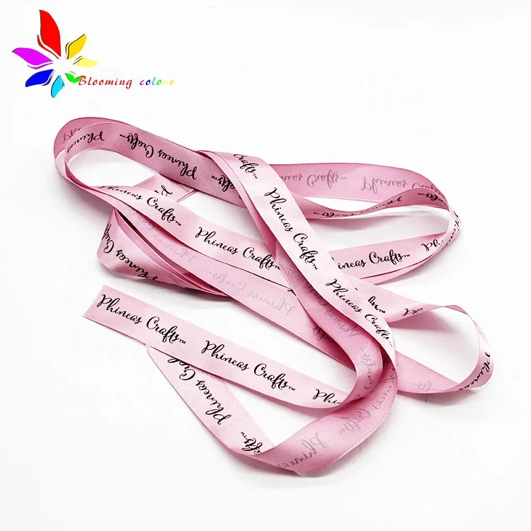 Custom pink double faced 100% polyester satin pure  ribbon tape roll