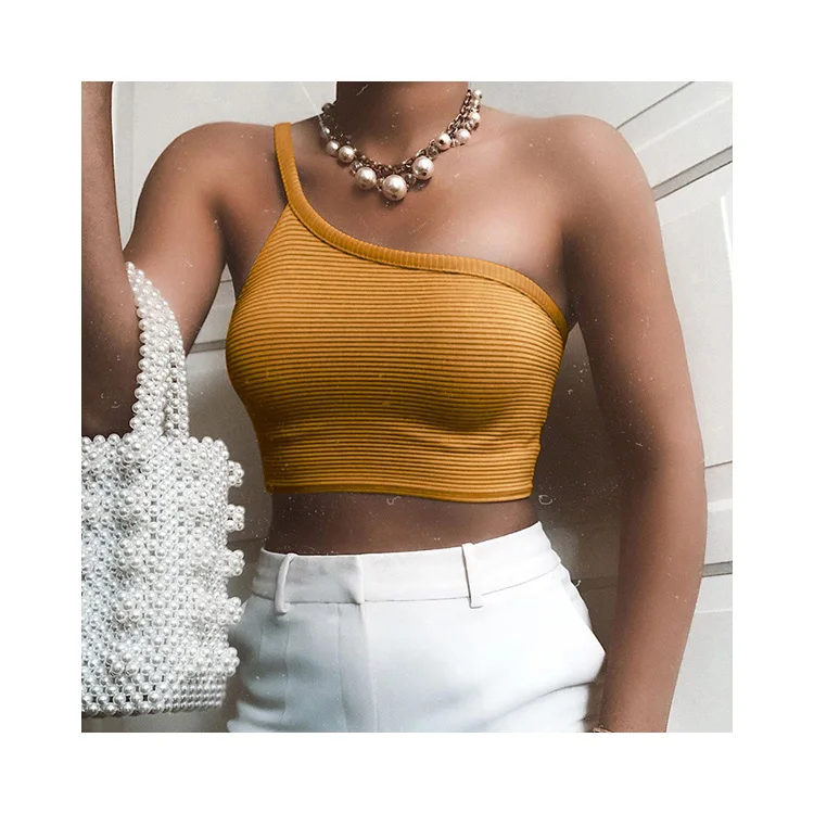 
YH2068 2020 New Fashion Tops Muj Tube One Shoulder Crop Top 