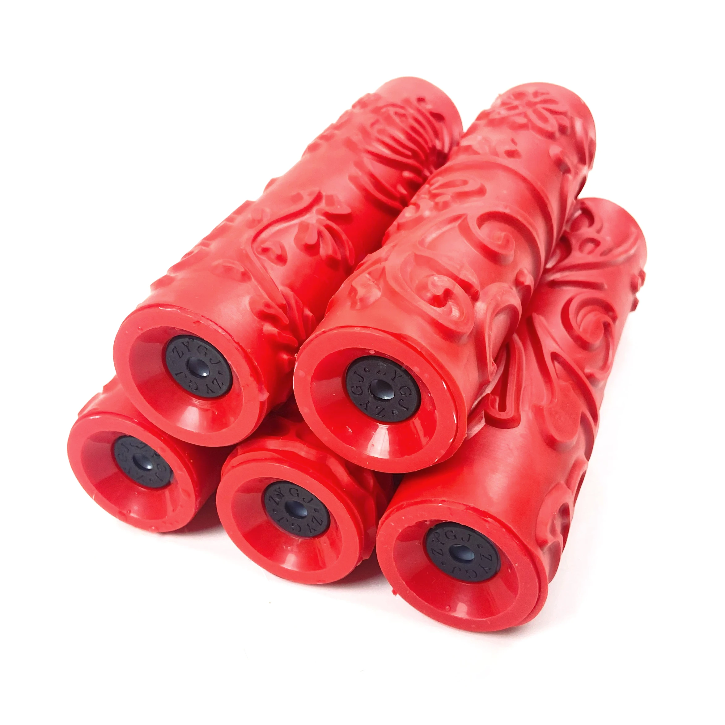 Wallpaper Home Room Decor Painting Red Plastic Handle Pattern Roller Brush