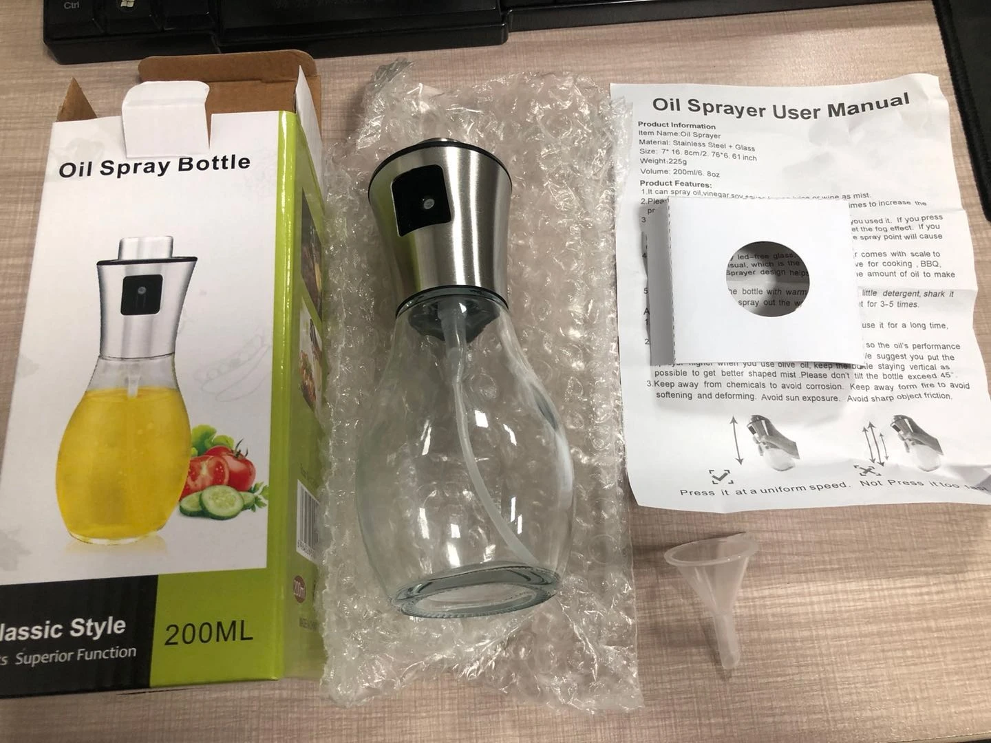 Multifunction 200ml  Olive Oil Bottle Spray New Design Oil Sprayer For Salad Bbq Kitchen Baking Roasting Olive Oil Spray Bottle