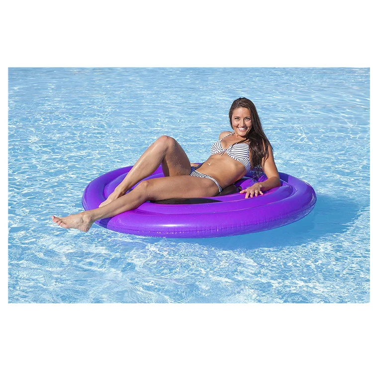 High quality water party recreational raft Floating Island Adult children toys inflatable round swimming float durable plastic