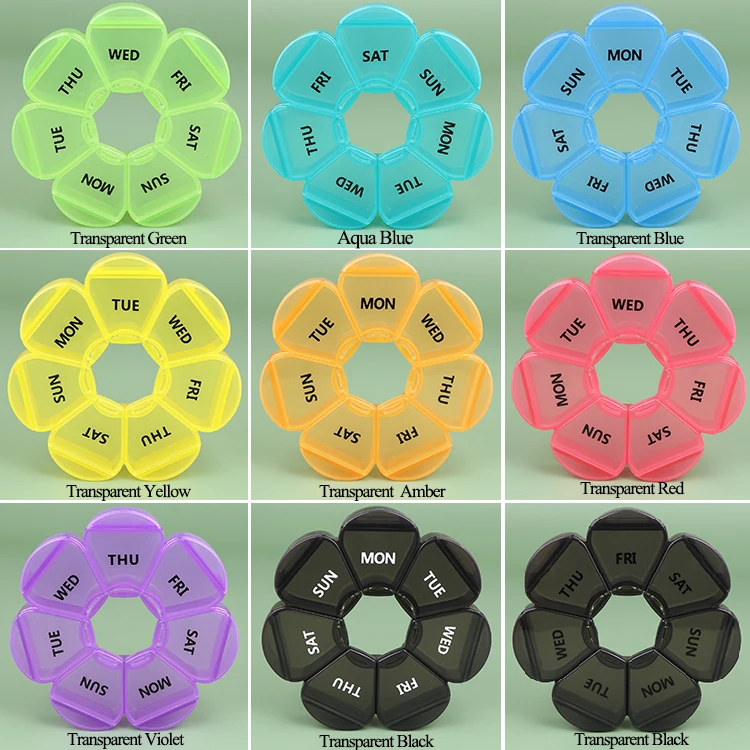 SUNSHING Custom Pill Case Plastic 7 Days Tablet Candy Boxes Portable Tablet Holder Travel Organizer Pill Dispenser Container