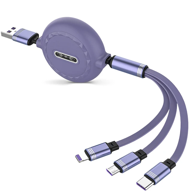 Factory price hot item in Amazon Custom Logo Universal Retractable 3 in 1 Multi Multiple 3in1 USB Charging Charger Cable