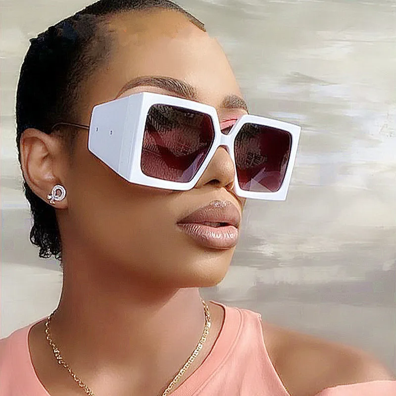 Custom Logo Unique Windproof Candy Color Shield Sun Glasses Oversized Wide Leg Square Sunglasses For Women