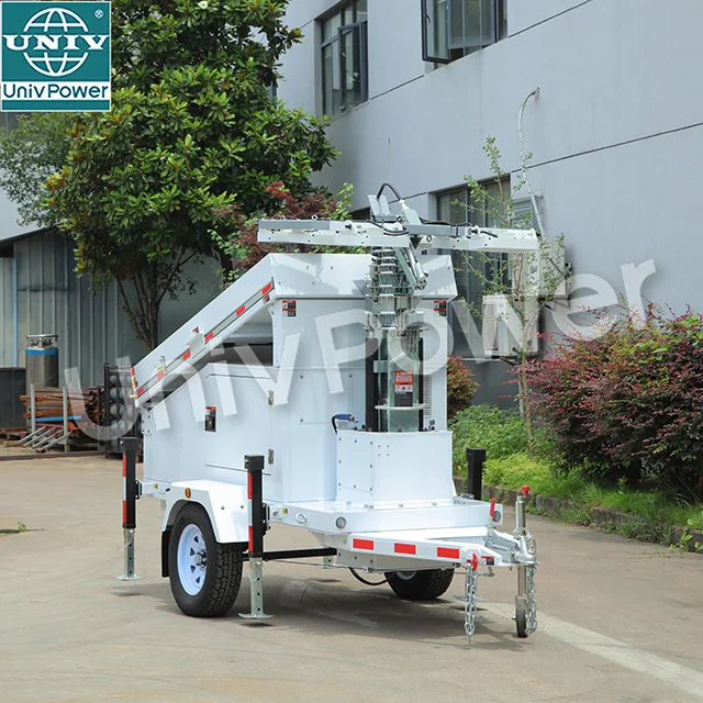 Emergency Rescue 4*100W mobile trailer solar led light tower hydraulic mast in Australia use