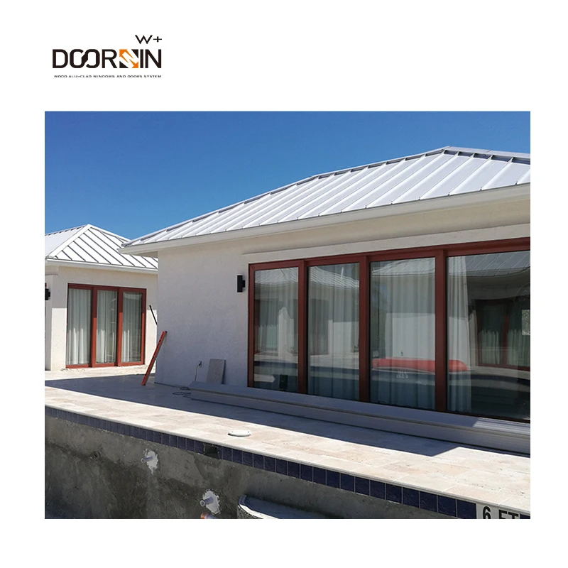 Popular CE Certified Entrance Doors Residential Thermal Break Save Energy Solid Wood Sliding Patio Doors