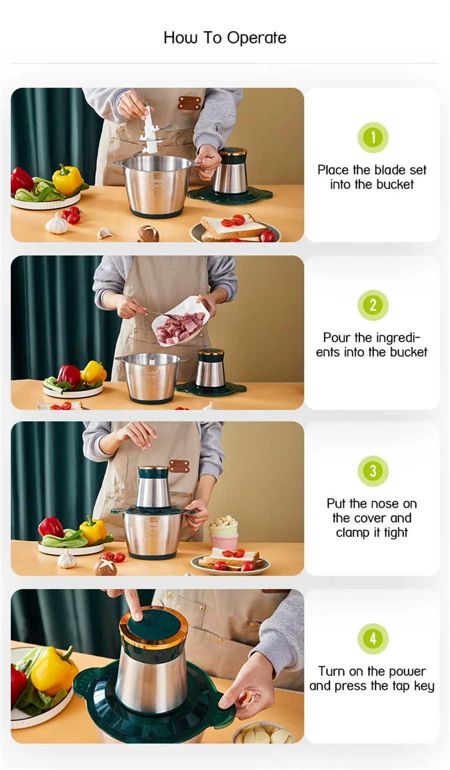 Double Speed And Vegetable New 2l Capacity Electric Chopper Fast Meat Grinder