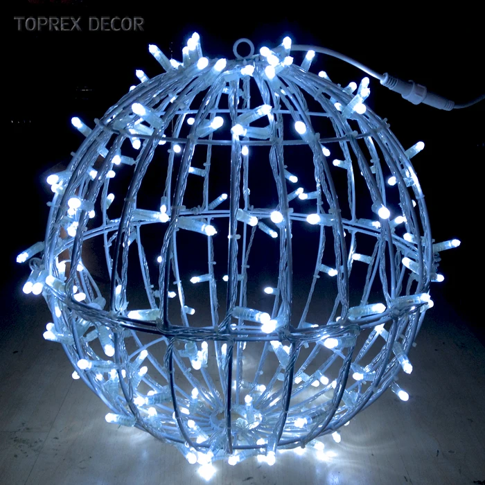 Outdoor Use 3D Metal Iron Frame Ball Christmas Led Motif Light foldable metal sphere for Christmas Decoration Lighting