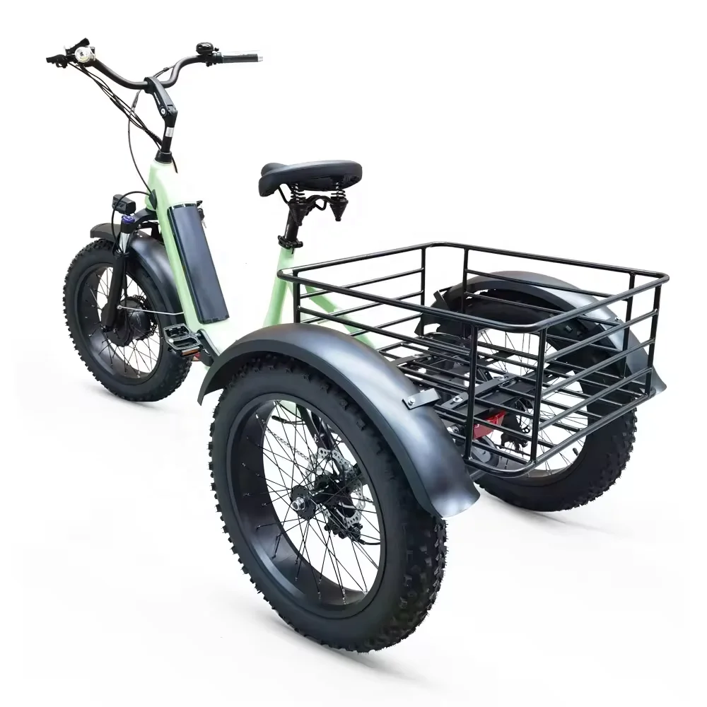 Folding Electric Tricycle 48V 500W 20 Inch Fat Tire Cargo Ebike 7 Speed Three Wheel Tricycle Foldable Electric Bike