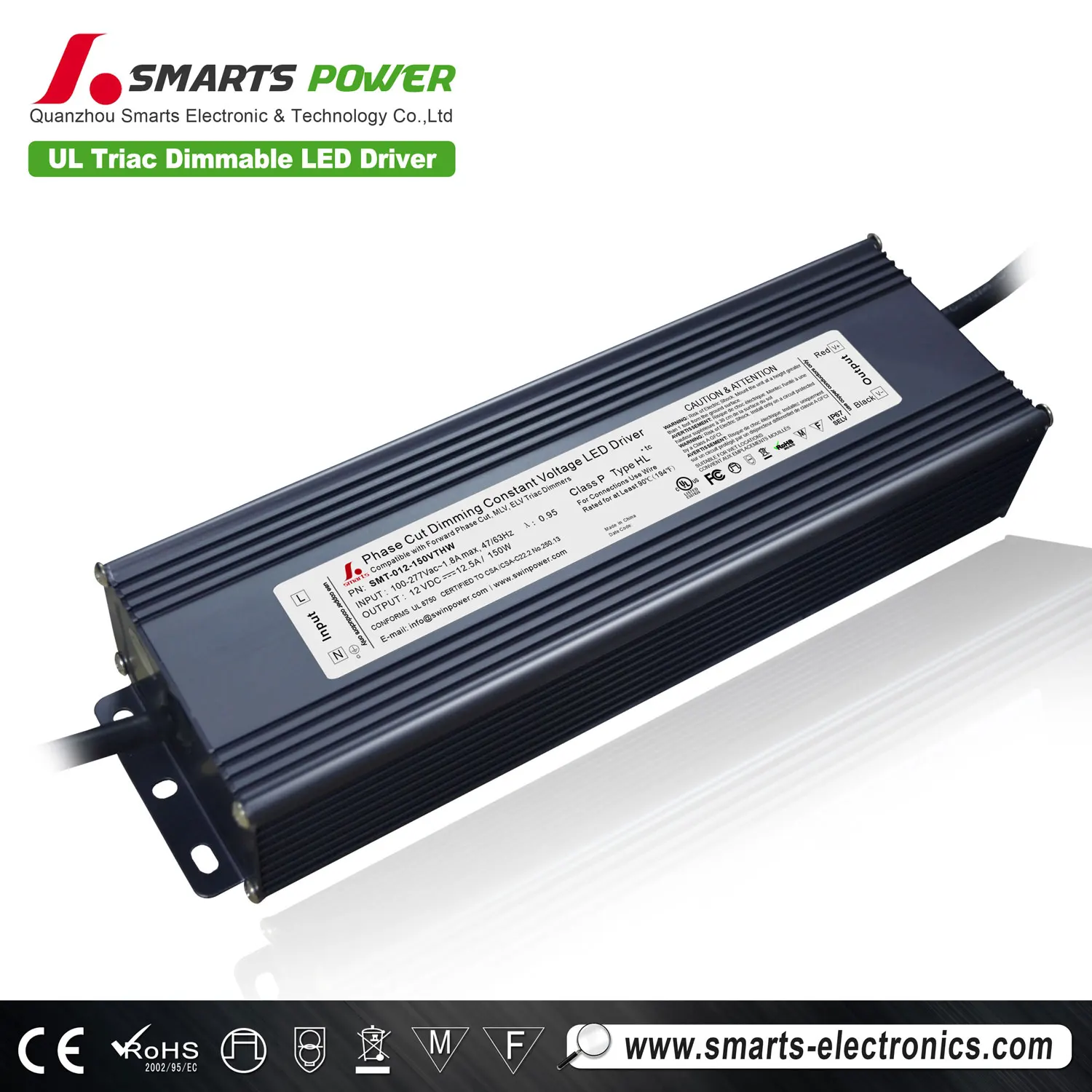 Aluminum Housing 277vac Triac Dimmable Constant Voltage Led Driver 150w Switch LED Power Supply for Led Light