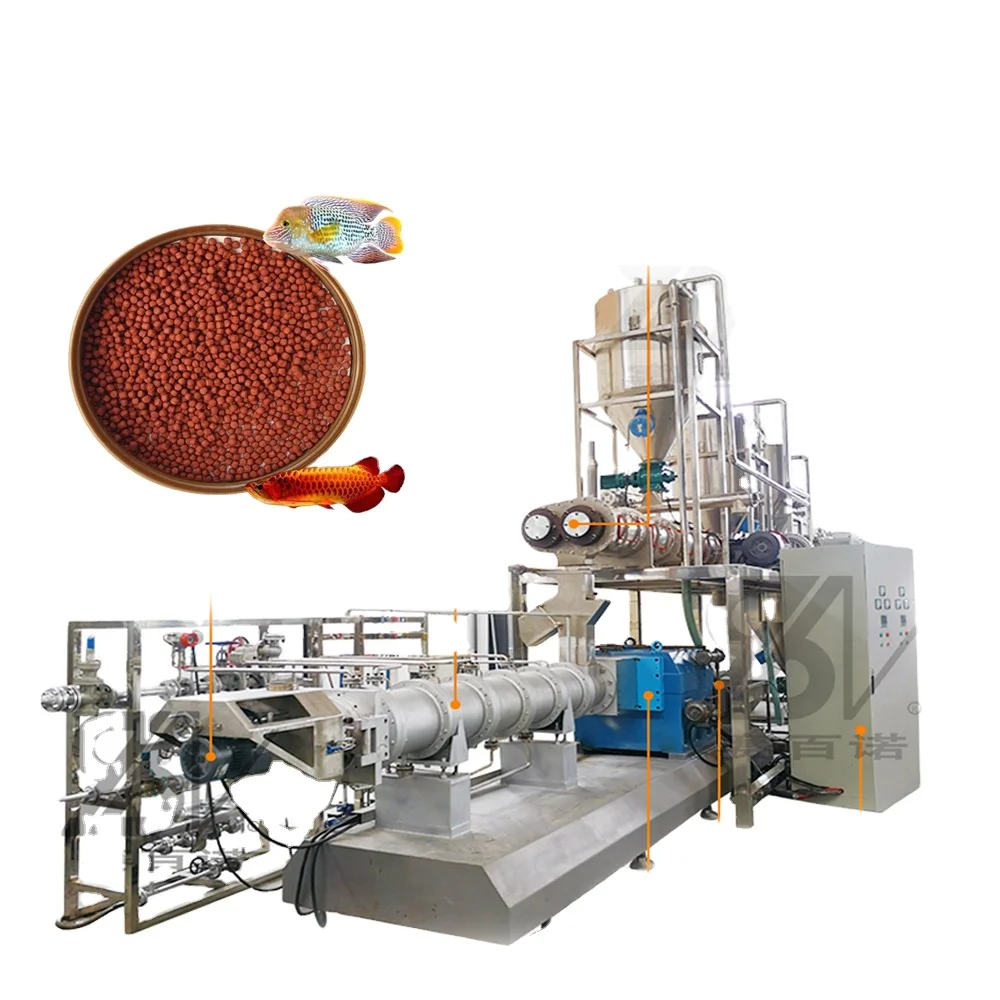 1--6Ton per hour Large capacity twin screw extruder with floating fish feed processing machinery