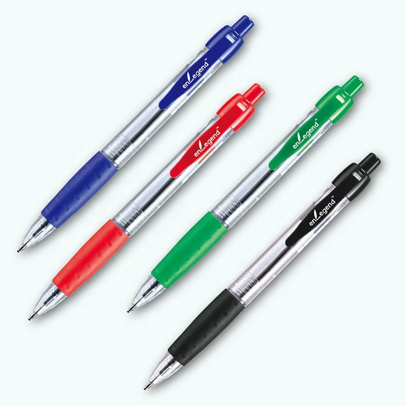 Ergonomic Grip Retractable Ballpoint Pen with See-Through Barrel Ideal for Office and School Supplies