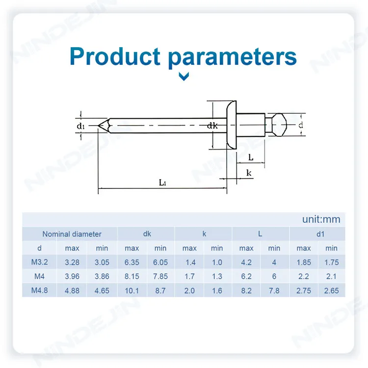 Factory Price Open Countersunk Flat Round Head Blind Pop Rivets Nut Aluminium Rivets