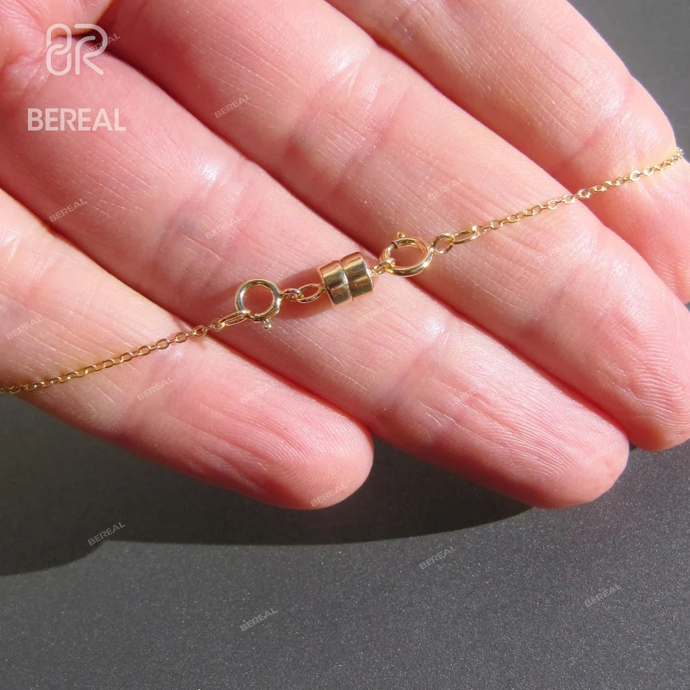 Custom 10K 14K 18K Gold Plated 925 Silver Magnetic Jewelry Clasp For Fine Bracelet Necklace Chain Making