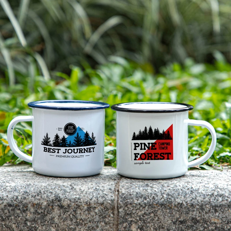 Free Sample  Free Shipping Sublimation Enamel Mug With Black RimPromotion Gift Custom Logo Print In Stock